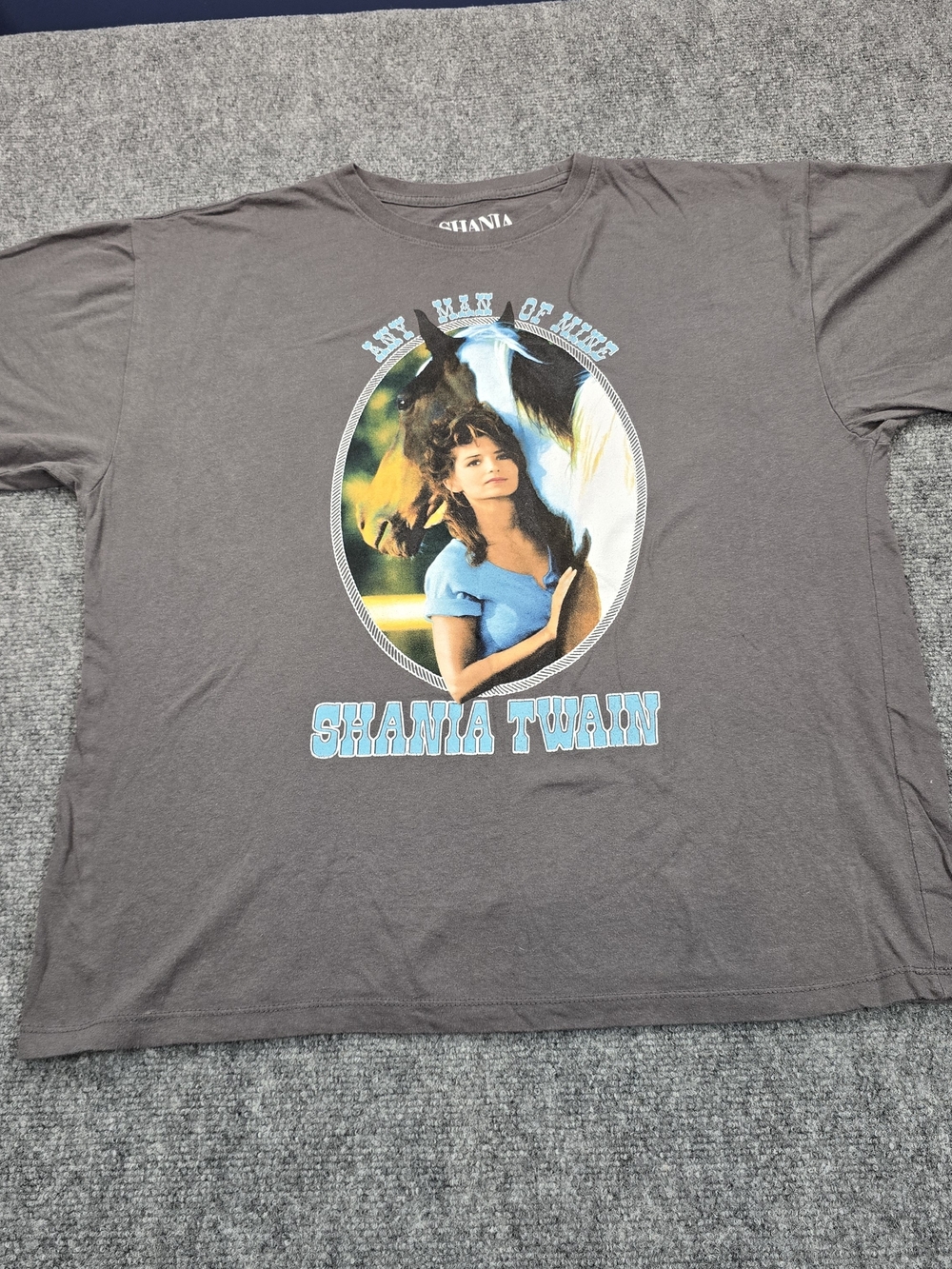 Shania Twain Any Man Of Mine Graphic T Shirt Womens L Charcoal Gray Country